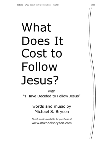 What Does It Cost To Follow Jesus Sheet Music