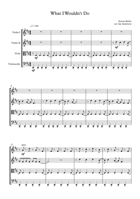 What I Wouldnt Do String Quartet Sheet Music