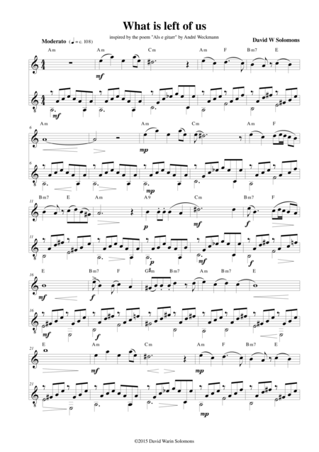 Free Sheet Music What Is Left Of Us For Flute And Guitar