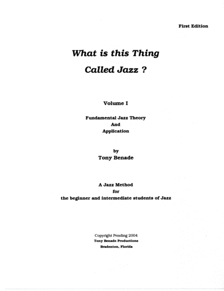 Free Sheet Music What Is This Thing Called Jazz Vol I