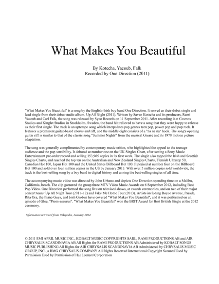What Makes You Beautiful One Direction 2011 For Pep Band Basketball Band Small Jazz Ensemble Sheet Music