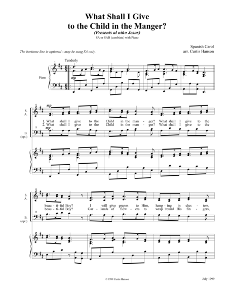 What Shall I Give To The Child In The Manger Sab Sheet Music