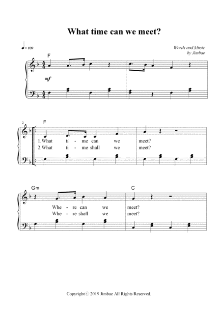 What Time Can We Meet Nursery Rhymes For Easy Piano Sheet Music