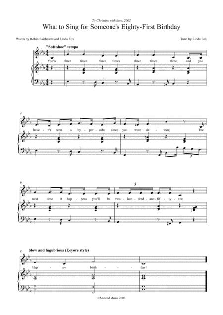 What To Sing For Someones Eighty First Birthday Sheet Music