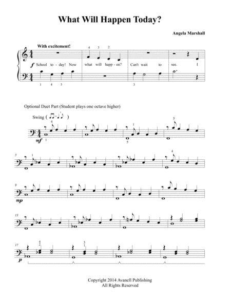 What Will Happen Today Early Elementary Piano Solo Sheet Music