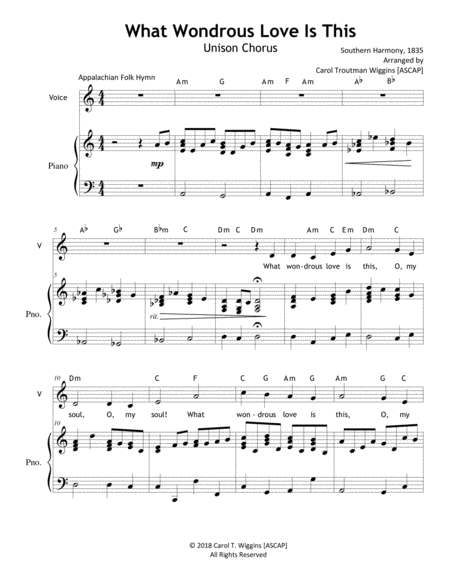 What Wondrous Love Is This Unison Sheet Music