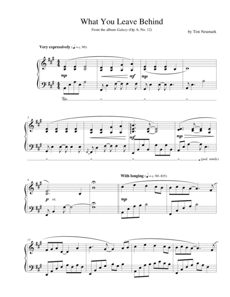 Free Sheet Music What You Leave Behind