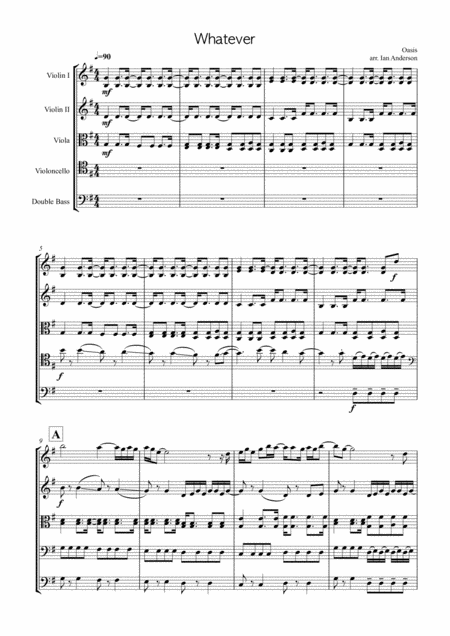 Free Sheet Music Whatever String Quintet String Orchestra
