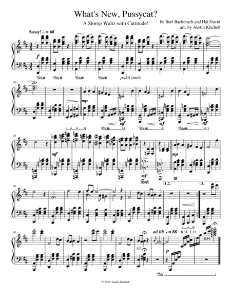 Free Sheet Music Whats New Pussycat A Stomp Waltz With Cattitude