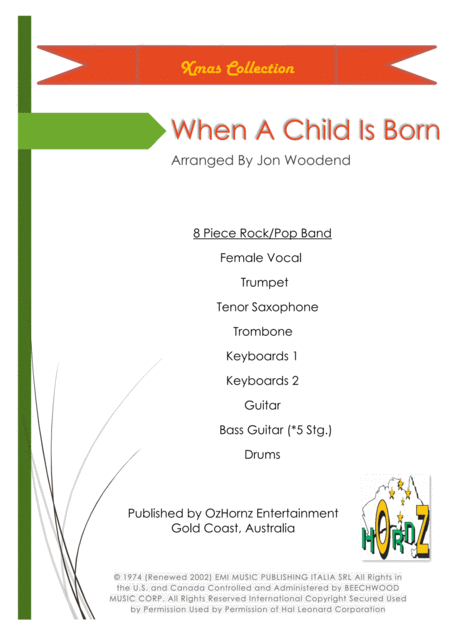 When A Child Is Born Female Vocal 3 Horns 5 Rhythm Sheet Music