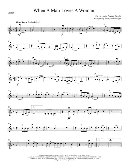 Free Sheet Music When A Man Loves A Woman String Quartet