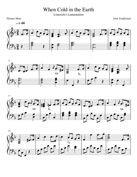 Free Sheet Music When Cold In The Earth