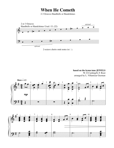 When He Cometh Based On The Hymn Jewels Sheet Music