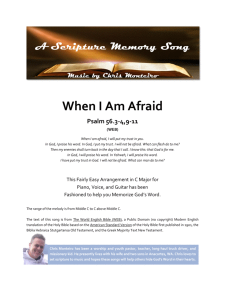 Free Sheet Music When I Am Afraid Psalm 56 3 4 9 11 Web