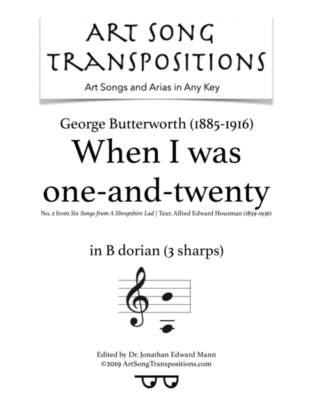 Free Sheet Music When I Was One And Twenty B Dorian 3 Sharps