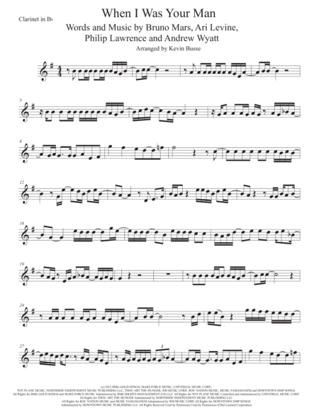 When I Was Your Man Clarinet Sheet Music