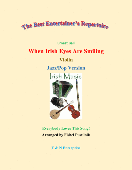 Free Sheet Music When Irish Eyes Are Smiling For Violin With Background Track Jazz Pop Version
