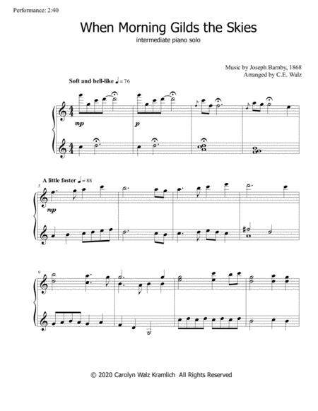 Free Sheet Music When Morning Gilds The Skies A Mighty Hymn Of Praise Piano Solo