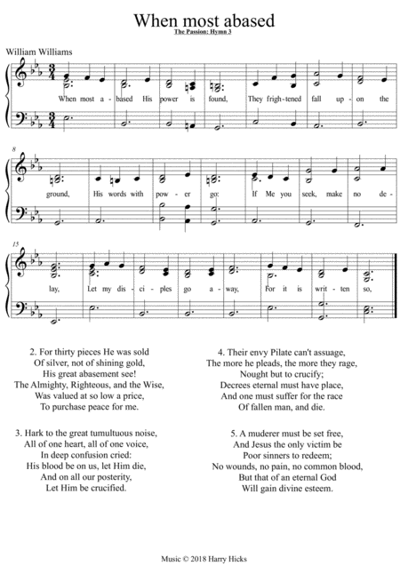 Free Sheet Music When Most Abased Passion 3 A New Tune To William Williams Cycle Of Passion Hymns