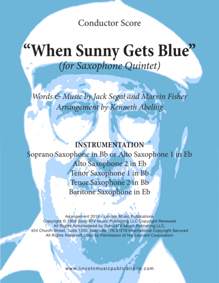 Free Sheet Music When Sunny Gets Blue For Saxophone Quintet