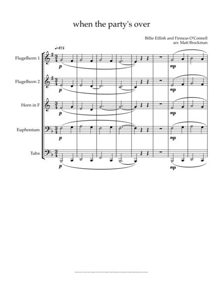 Free Sheet Music When The Party Over For Brass Quintet