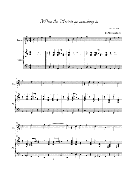 Free Sheet Music When The Saints Fo Marching In Flute And Piano