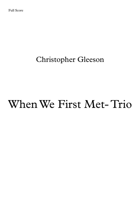 When We First Met Clarinet Trio Sheet Music