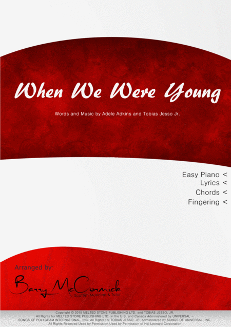 When We Were Young Adele Easy Piano Arrangement Sheet Music