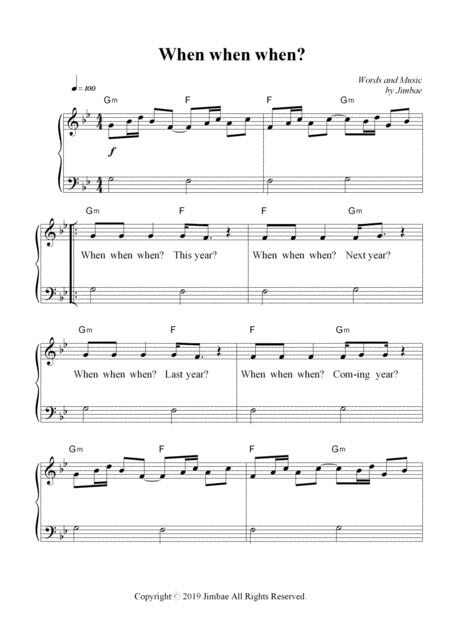 When When When Nursery Rhymes For Easy Piano Sheet Music