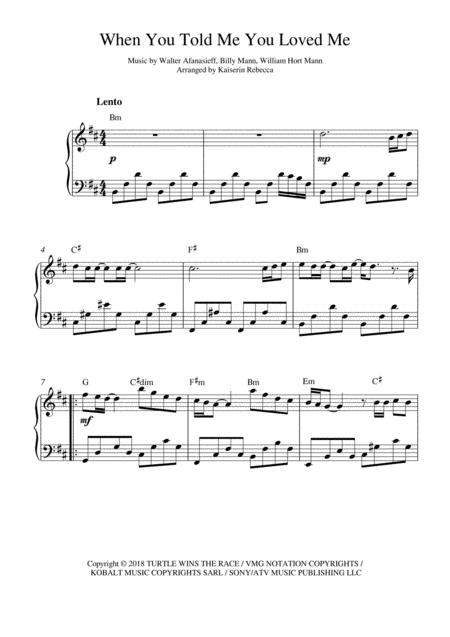 When You Told Me You Loved Me Piano Solo With Chords Sheet Music