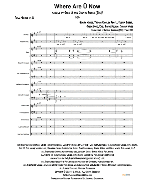 Free Sheet Music Where Are U Now Justin Bieber Full Score Set Of Parts