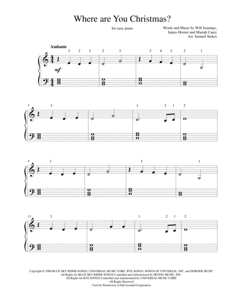 Where Are You Christmas For Easy Piano Sheet Music