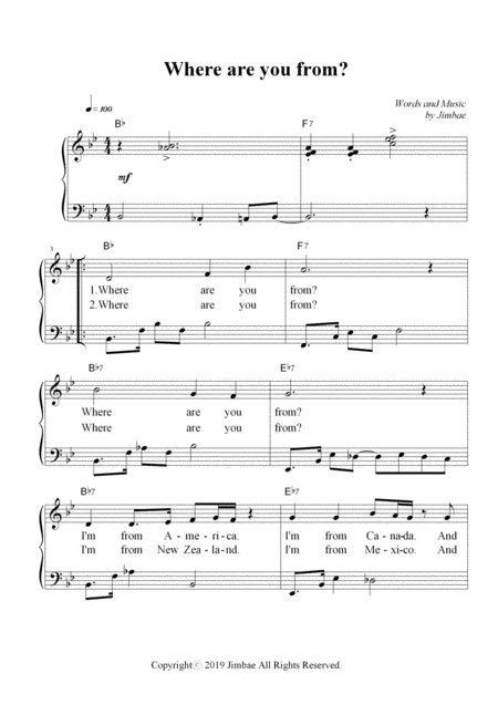 Free Sheet Music Where Are You From Nursery Rhymes For Easy Piano