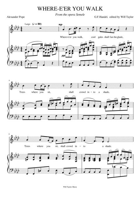 Free Sheet Music Where E Er You Walk Medium Voice