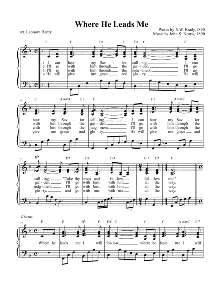 Where He Leads Me Sheet Music