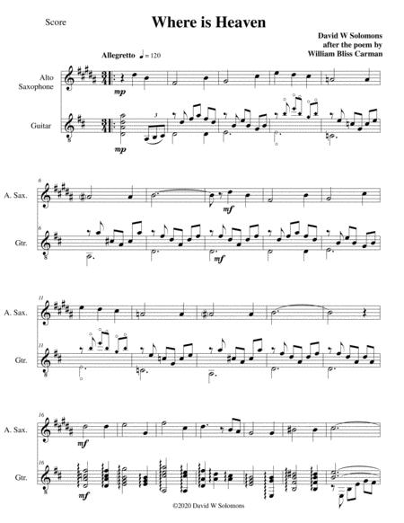 Where Is Heaven For Alto Saxophone And Guitar Sheet Music