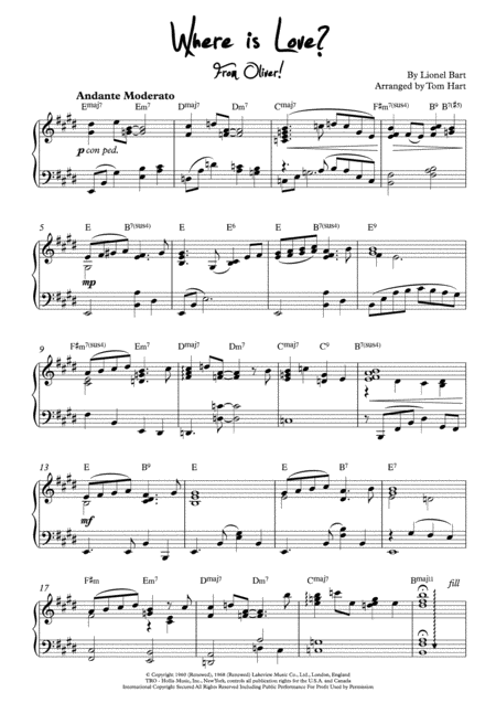 Where Is Love Piano Solo Sheet Music