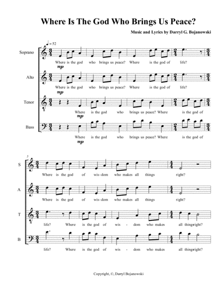 Free Sheet Music Where Is The God Who Brings Us Peace