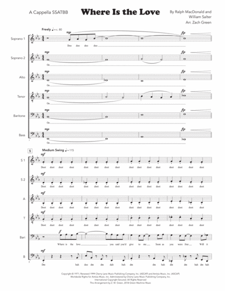 Free Sheet Music Where Is The Love