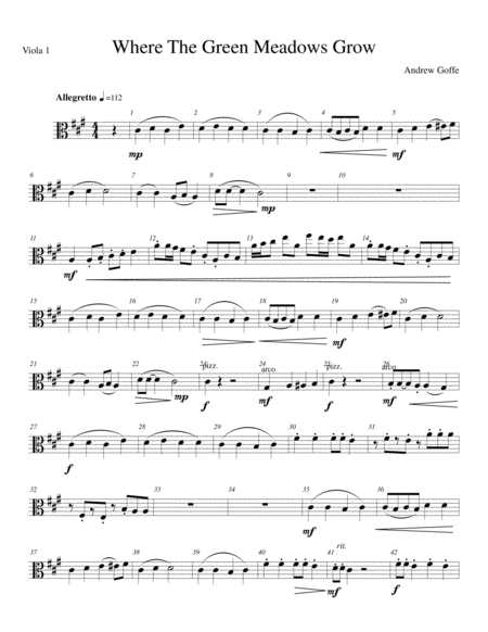 Free Sheet Music Where The Green Meadows Grow Viola 1 Part