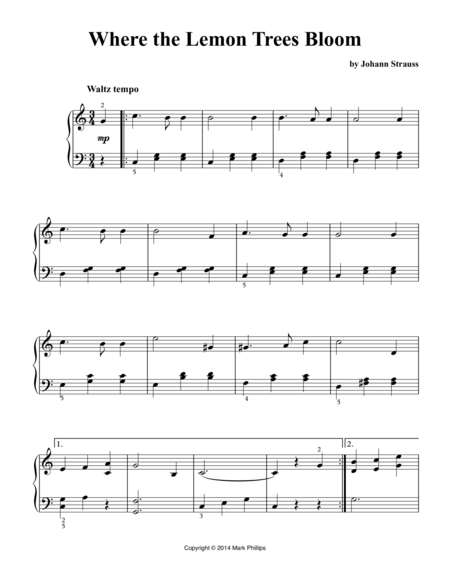 Where The Lemon Trees Bloom Sheet Music