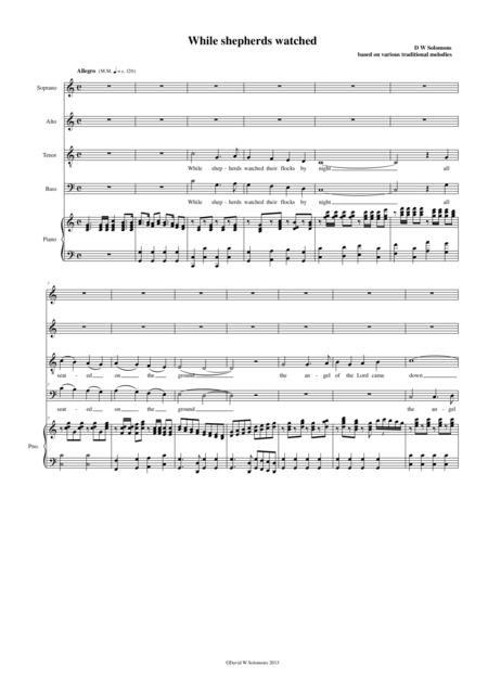 While Shepherds Watched In Various Melodies Version In C Satb Sheet Music