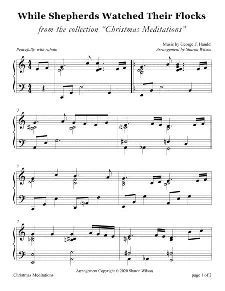 Free Sheet Music While Shepherds Watched Their Flocks Large Print Piano Solo