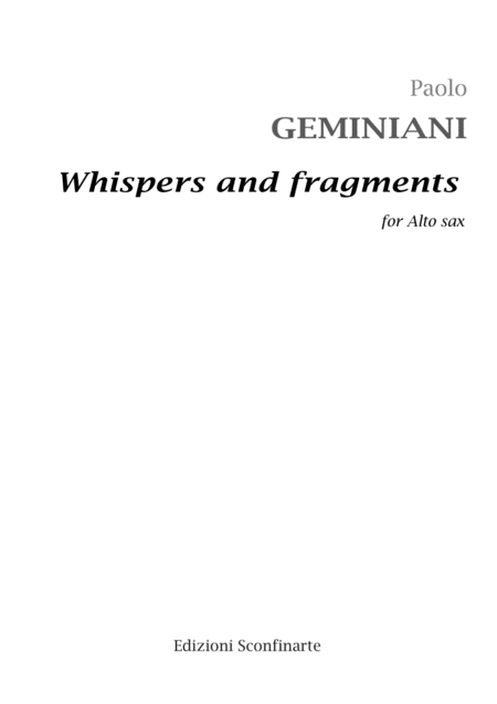 Whispers And Fragments For Alto Sax Sheet Music