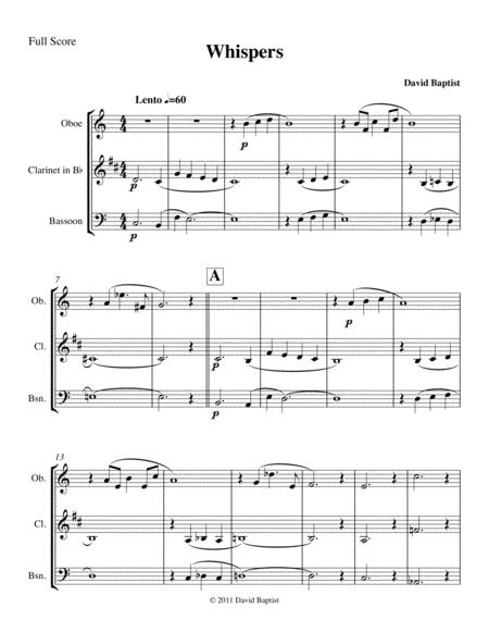 Free Sheet Music Whispers For Oboe Clarinet And Bassoon
