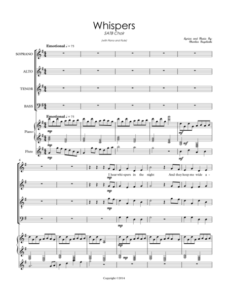 Free Sheet Music Whispers In The Night Satb Choir