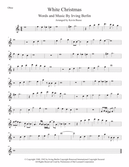 Free Sheet Music White Christmas Easy Key Of C Oboe