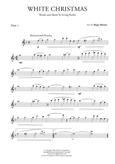 White Christmas For Flute Quartet Sheet Music