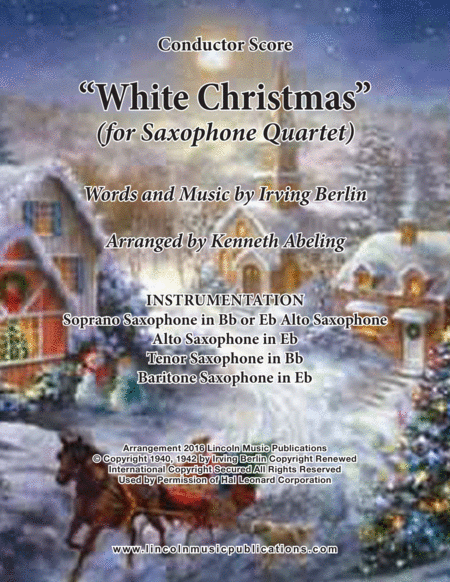 Free Sheet Music White Christmas For Saxophone Quartet Satb Or Aatb