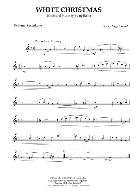 Free Sheet Music White Christmas For Saxophone Quartet